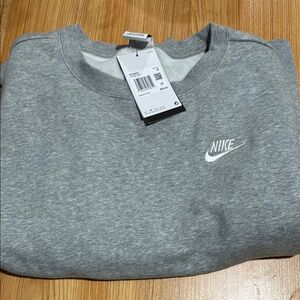Nike Gray Crewneck Sweater with Iconic Swoosh